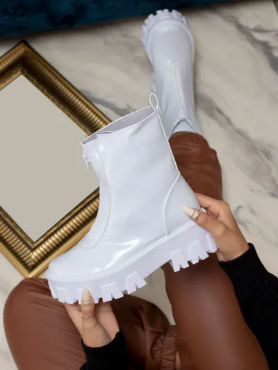 Botas Para Mujer Blancas Suela Blanca