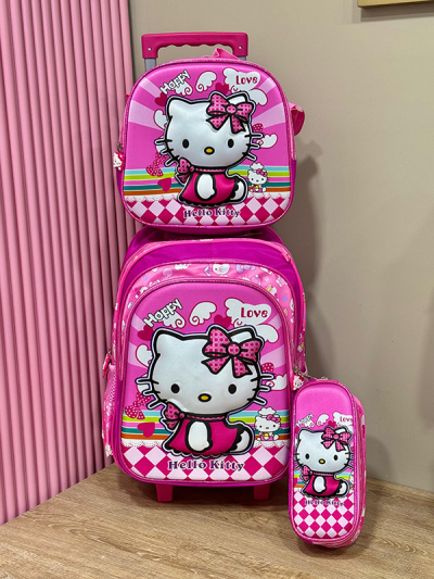 Maleta con Ruedas Para Niña Rosada Hello Kitty