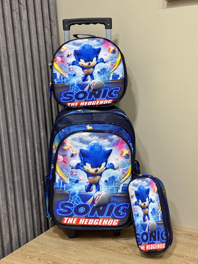 Maleta con Ruedas Para Niño Azul Sonic
