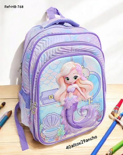 Morral Escolar Para Niña Sirena Cream Blue