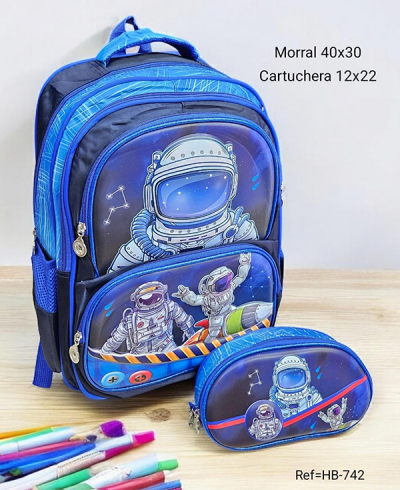 Morral Escolar para Niño Astronauta Azul