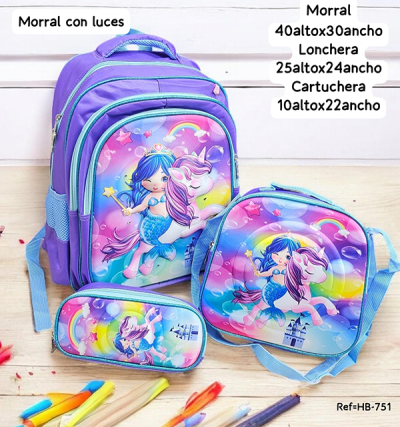 Morral escolar Para Niña Sirena Azul