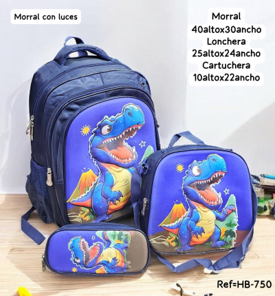 Morral niño dinosaurio