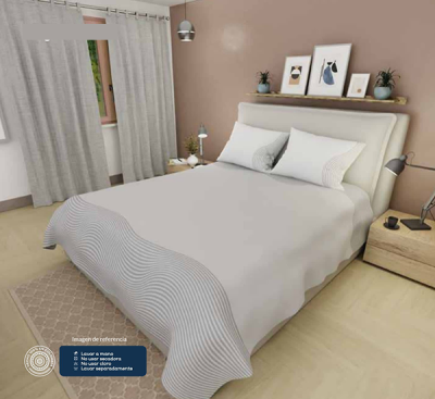 Sábana Cama Doble Beige Líneas