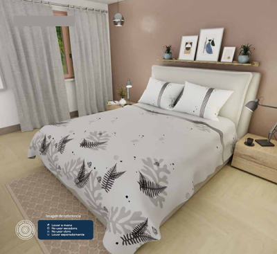 Sábanas Cama Doble Beige Hojas