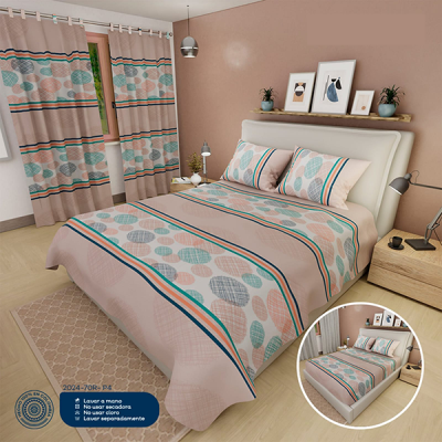 Sábanas Cama Doble Crema Verde