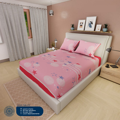 Sábanas Cama Doble Rojo Estrellas