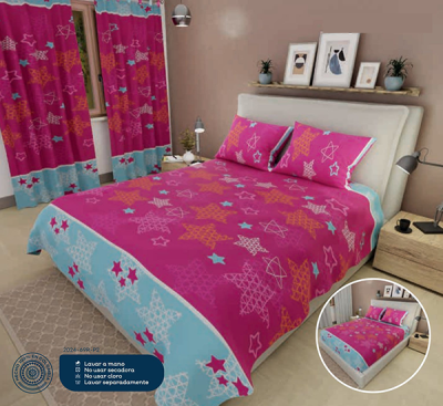 Sábanas Cama King Fucsia Estrellas