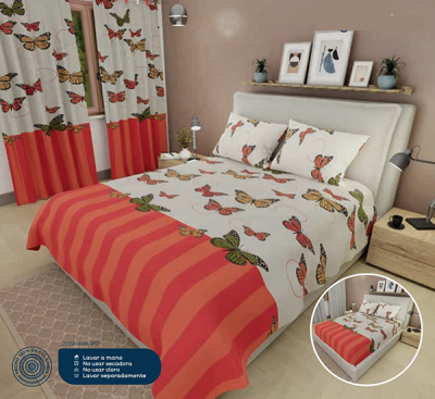 Sábanas Cama King Naranja Mariposas