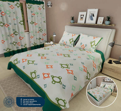 Sábanas Cama King Verde Figuras