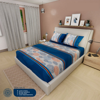 Sábanas Dobles Azul Circulos