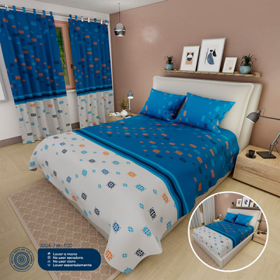 Sábanas Para Cama Doble Azul y Blanco