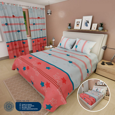 Sábanas Para Cama Doble Gris Azul