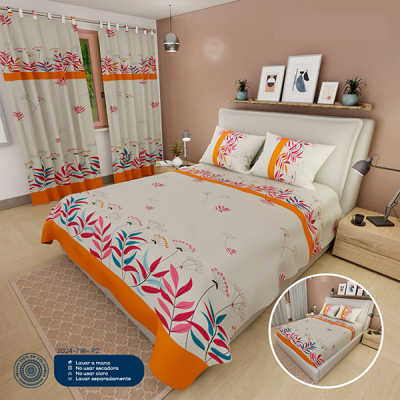 Sábanas Para Cama Doble Naranja Rosa