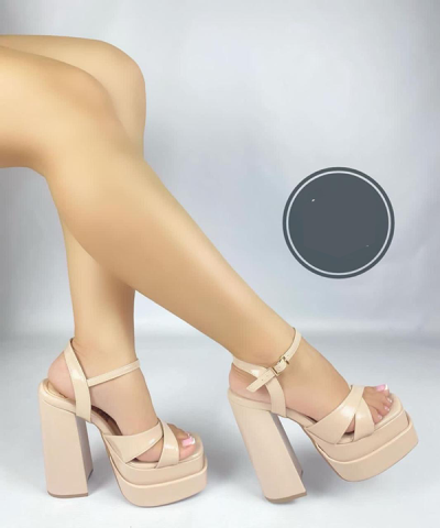 Sandalias Para Mujer Tacón Alto Beige