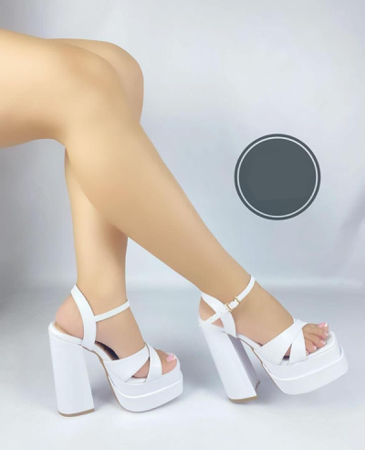 Sandalias Para Mujer Tacón Alto Blancas