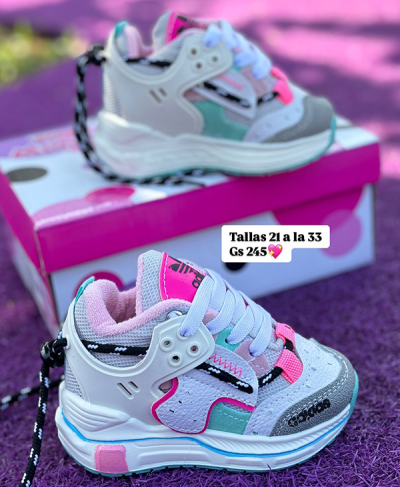 Tenis Para Niña Adidas Rosado Verde