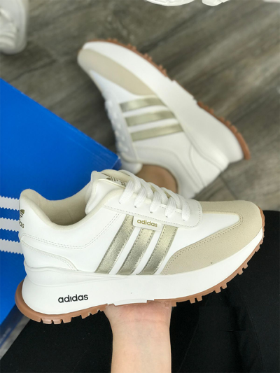 Zapatillas Para Mujer Adidas Blancas Franjas Doradas
