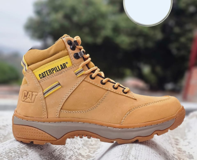 Botas Caterpillar Hombre Amarillas Costura Blanca
