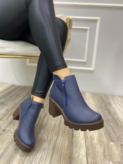 Botines Para Mujer Azules Tacón Bajo