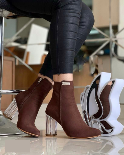Botines Para Mujer Cafés Cristal