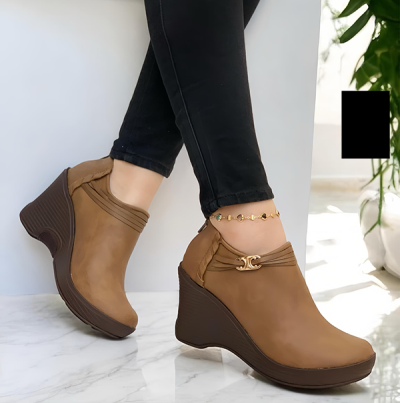 Botines Para Mujer Cafés Tacón Corrido