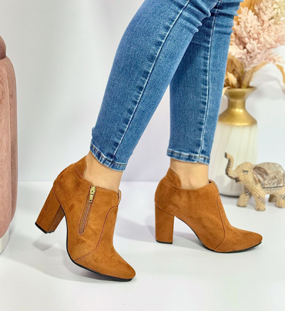 Botines Para Mujer Cafés con Cremallera