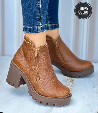 Botines Para Mujer Cafés con Cremallera