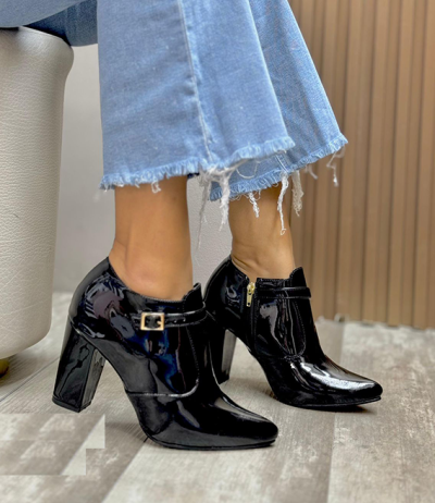 Botines Para Mujer Negros Charol