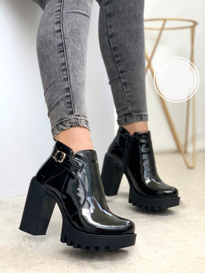Botines Para Mujer Negros Charol