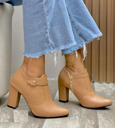 Botines Para Mujer Ocre Cremallera