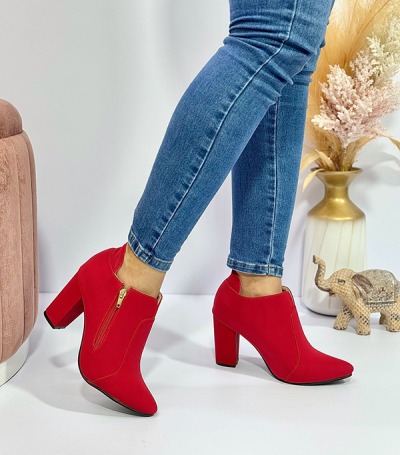 Botines Para Mujer Rojos con Cremallera