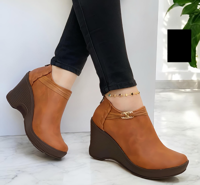 Botines Para Mujer Tabaco Tacón Corrido