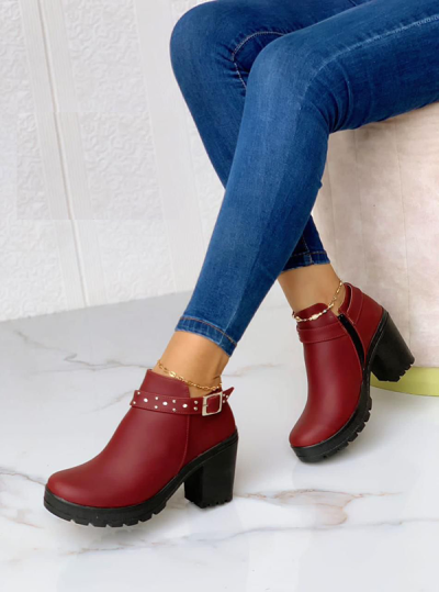 Botines para Mujer Rojos con Correa