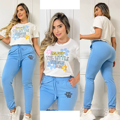 Conjunto Para Mujer Jogger y blusón Enjoy Azul