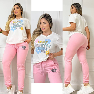 Conjunto Para Mujer Jogger y Blusón Enjoy Rosa