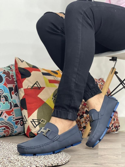 Mocasines Para Hombre Hermes Azules Oscuros