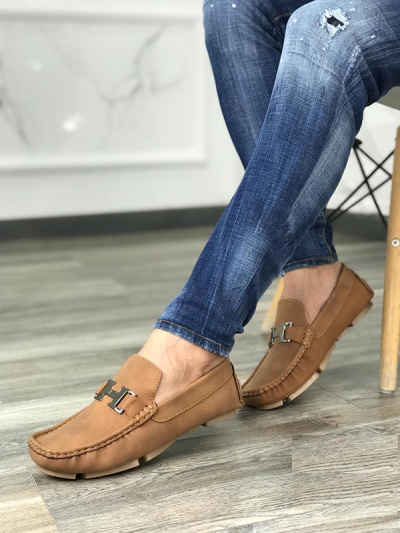 Mocasines Para Hombre Hermes Cafes Claros