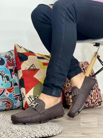 Mocasines Para Hombre Hermes Cafes Oscuros