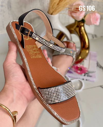 Sandalias Bajitas Brillantes Correas