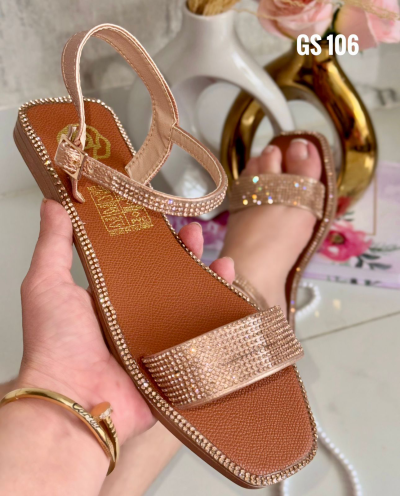 Sandalias Bajitas Brillantes con Correas