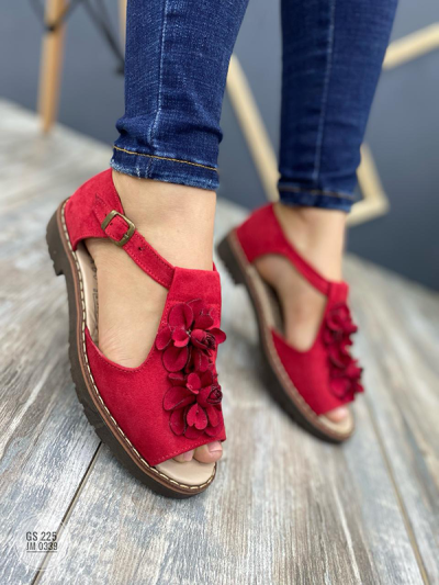 Sandalias Bajitas Para Mujer Rojas