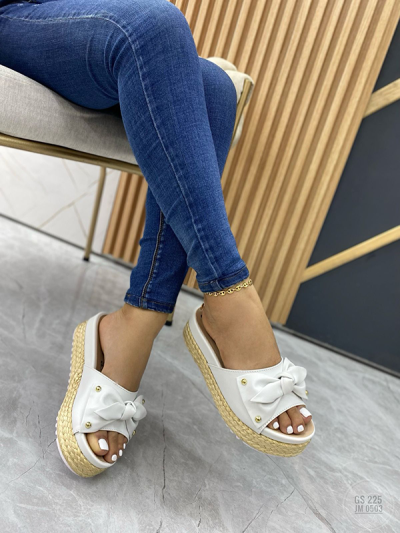 Sandalias Blancas Moño Yute