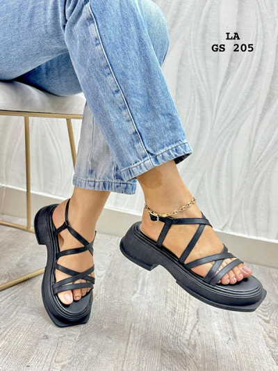 Sandalias Negras Para Mujer Tacón