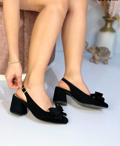 Tacones Para Mujer Corbatín Correa Negros