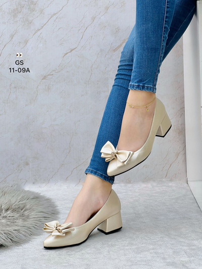 Tacones Para Mujer Corbatín Sencillos Dorados