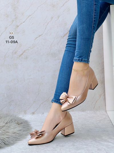 Tacones Para Mujer Corbatín Sencillos Rose Gold