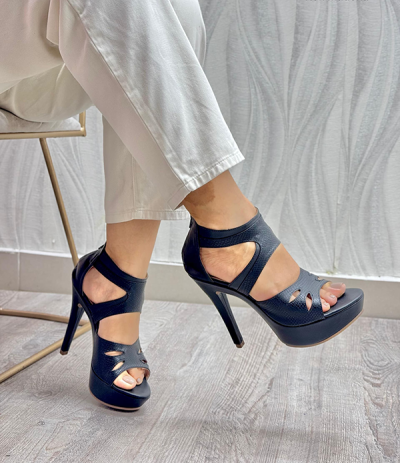 Tacones Para Mujer Correas Azul Oscuro