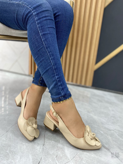 Tacones Para Mujer Flor Beige