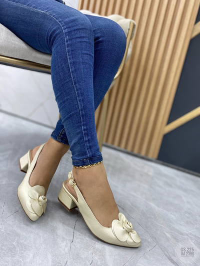 Tacones Para Mujer Flor Dorados